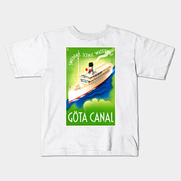 Vintage Travel Poster  Sweden Gota Canal Kids T-Shirt by vintagetreasure